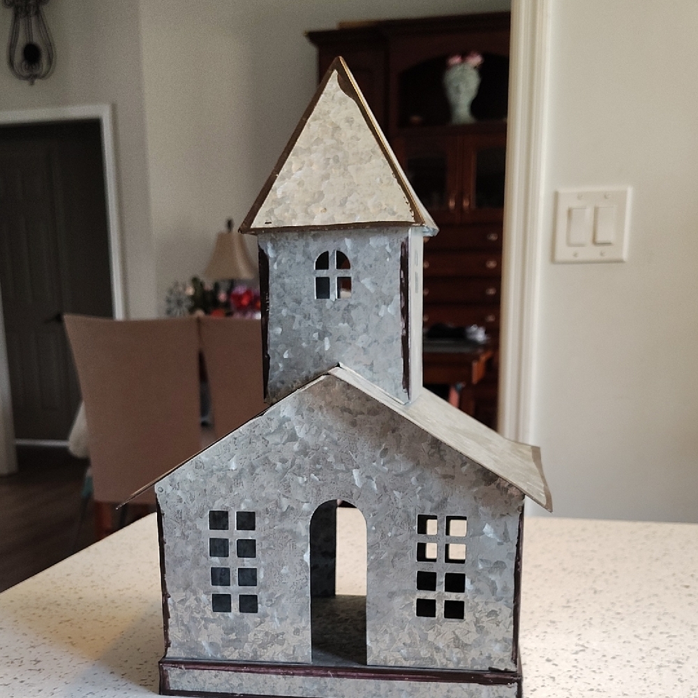 Galvanized Metal Church Decor